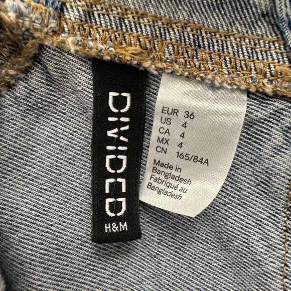 Divided H&M Overalls Women's size 4 Medium Wash Blue Denim Jeans - Picture 4 of 5